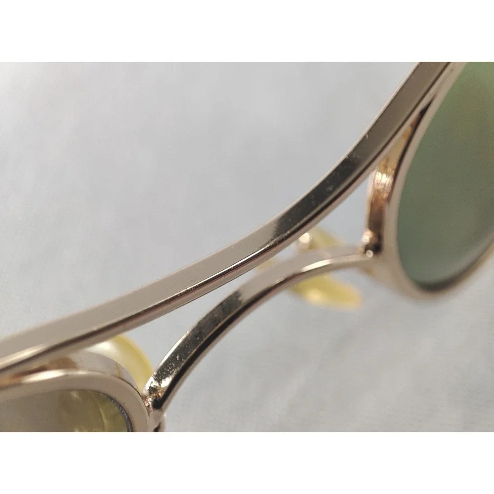 BrandX Part Fifteen Gold Mirror Wrap Sunglasses Worn Spring Hinge AS-IS‎
